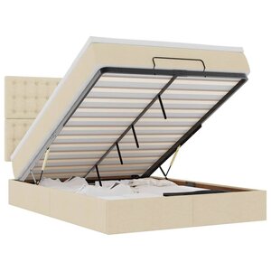 VidaXL Cadre de lit ottoman avec matelas crème 140x200 cm tissu