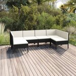 vidaXL Salon de jardin 6 Pièces avec coussins résine tressée noir