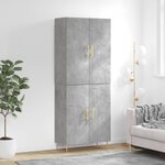 vidaXL Buffet haut Gris béton 69 5x34x180 cm Bois d'ingénierie