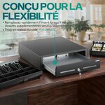 ACROPAQ Tiroir Caisse Compatible avec Caisse Enregistreuse RJ11  41x42x12 - 8 compartiments Monnaie & 4 à Billets  Insert Amovible