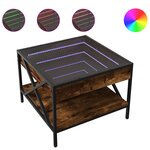 vidaXL Table basse avec LED Infinity chêne fumé 50x50x38 cm