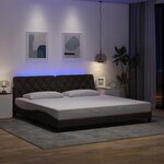 vidaXL Cadre de lit avec LED sans matelas marron foncé 200x200cm tissu