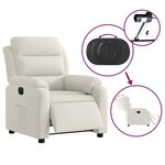vidaXL Fauteuil inclinable électrique Crème Velours