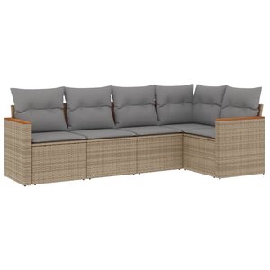 vidaXL Salon de jardin avec coussins 5Pièces mélange beige résine tressée