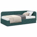 vidaXL Cadre de lit d'angle avec matelas Vert foncé 100 x 200 cm tissu