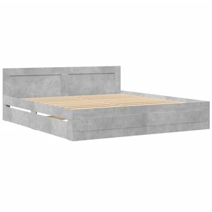 vidaXL Cadre de lit tête de lit sans matelas gris béton 200x200 cm