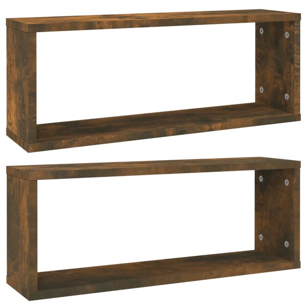 vidaXL Étagères murales cube 2 Pièces Chêne fumé 60x15x23 cm Bois