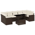 vidaXL Salon de jardin 8 Pièces avec coussins marron résine tressée
