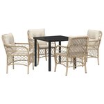 vidaXL Ensemble de salle à manger pour jardin 5 Pièces Beige Poly rotin