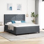 Lit Box Spring avec Matelas & LED Gris Foncé 180x200 cm Velours