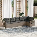 vidaXL Salon de jardin 6 Pièces avec coussins gris résine tressée