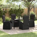 vidaXL Ensemble de salle à manger de jardin 5 pièces avec coussins Rattan poly noir