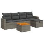 vidaXL Salon de jardin 6 Pièces avec coussins gris résine tressée