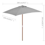 vidaXL Parasol d'extérieur avec mât en bois 150x200 cm anthracite