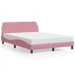 vidaXL Lit avec matelas rose 140x190 cm velours