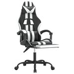 vidaXL Chaise de jeu pivotante et repose-pied Noir et blanc Similicuir