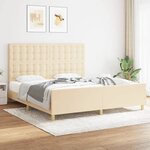vidaXL Cadre de lit avec tête de lit Crème 180 x 200 cm Tissu