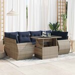 vidaXL Salon de jardin avec coussins 7 Pièces gris résine tressée acacia