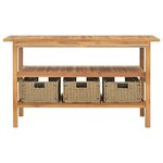 vidaXL Meuble de salle de bain lavabos en marbre noir Bois teck massif