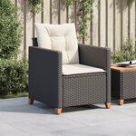 vidaXL Chaise de jardin avec coussins noir résine tressée