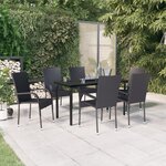vidaXL Ensemble à manger de jardin 7 Pièces Noir