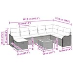 Ensemble de canapé de jardin vidaXL 9 pièces avec coussins rotin synthétique beige