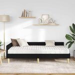 vidaXL Cadre de lit d'angle avec matelas 2 pc Noir 80 x 200 cm tissu
