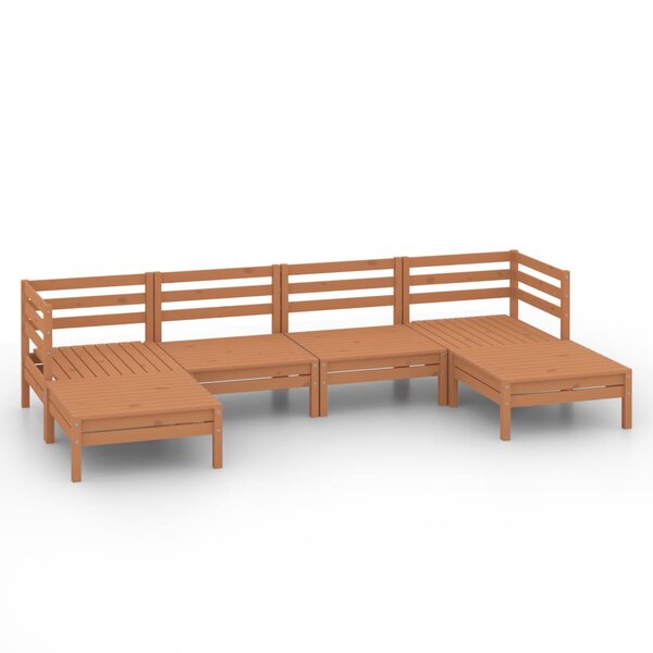 vidaXL Salon de jardin 6 Pièces Marron miel Bois de pin massif