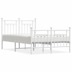 vidaXL Cadre de lit métal avec tête de lit/pied de lit blanc 120x200cm