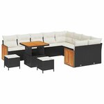vidaXL Ensemble de canapé de jardin 12 Pièces Noir  Crème 80 x 80 x 71 cm