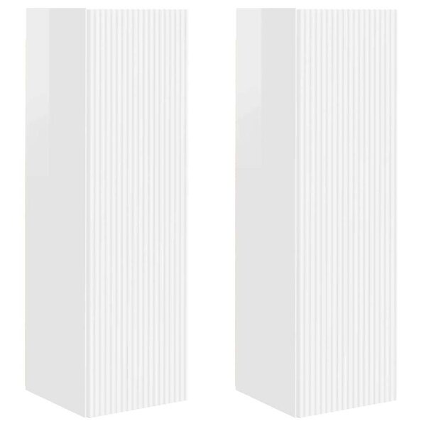 vidaXL Meuble TV mural 2 Pièces Blanc Brillant 30 x 31 x 100 cm