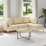vidaXL Canapé modulaire avec rangement 4 Pièces Crème Tissu
