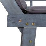 vidaXL Banc de jardin avec coussins 2-en-1 190 cm Gris Bois d'acacia