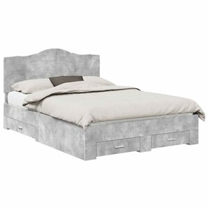 vidaXL Cadre de lit Gris béton 140 x 190 cm Bois d'ingénierie