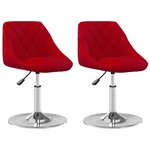 vidaXL Chaises pivotantes salle à manger 2 Pièces Rouge bordeaux Velours