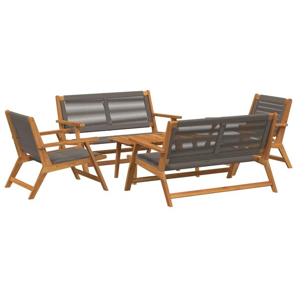 vidaXL Chaises de jardin avec table 5 Pièces Gris 90 x 45 x 40 cm