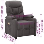 vidaXL Fauteuil de massage Gris foncé Tissu