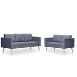 vidaXL Ensemble de canapés à 2 places et à 3 places Tissu Gris foncé