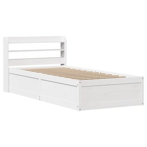 vidaXL Cadre de lit et tête de lit blanc 100x200 cm bois de pin massif