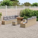 vidaXL Ensemble de canapé de jardin 11 Pièces Beige Poly rotin
