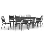 vidaXL Ensemble à manger de jardin 11 Pièces anthracite acier
