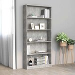 vidaXL Bibliothèque à 5 niveaux Gris béton 80x24x175cm Bois ingénierie