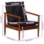 vidaXL Fauteuil noir cuir véritable et bois d'acacia solide