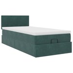 vidaXL Lit ottoman avec matelas et LED Vert foncé 80x200cm velours