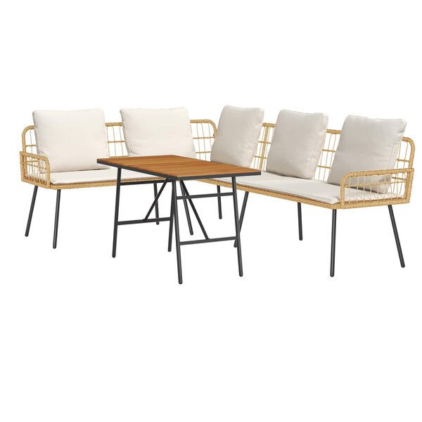 vidaXL Ensemble de canapé de jardin 2 Pièces Beige polyrotin