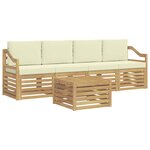 vidaXL Ensemble de canapés d'extérieur 5 Pièces Blanc et crème Polyester