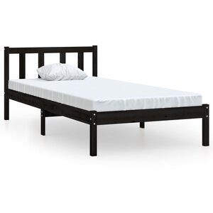 vidaXL Cadre de lit sans matelas noir bois massif 100x200 cm