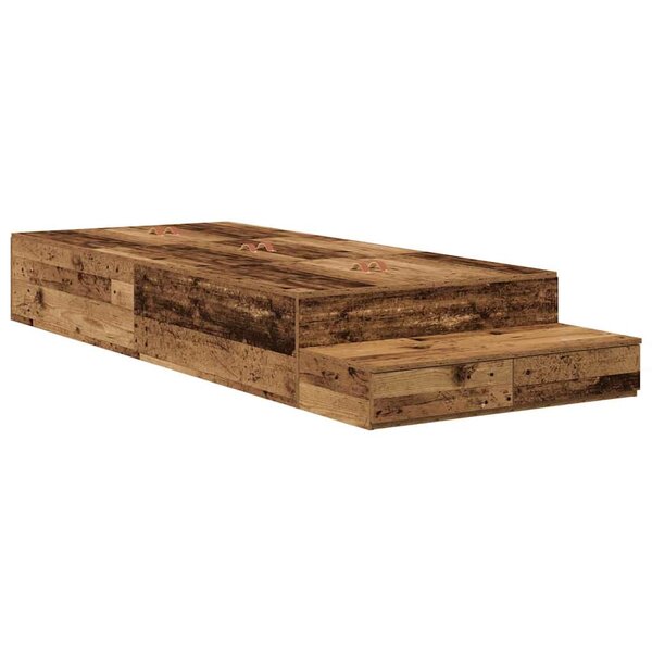 vidaXL Cadre de lit avec rangement Bois ancien 236.5 x 80 x 31.5 cm