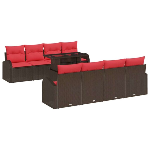 vidaXL Ensemble de canapé de jardin 9 Pièces Marron polyrotin