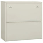 Armoire de bureau gris clair 90 x 40 x 90 cm avec 2 étagères réglables design iconique en acier gris clair 02_0046803